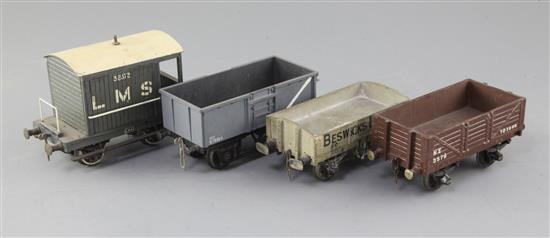 A mineral wagon 16T, no.B72154, an NE 6 plank open wagon 10T, no.3579, a 5 plank open wagon Beswicks